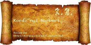 Korényi Norbert névjegykártya